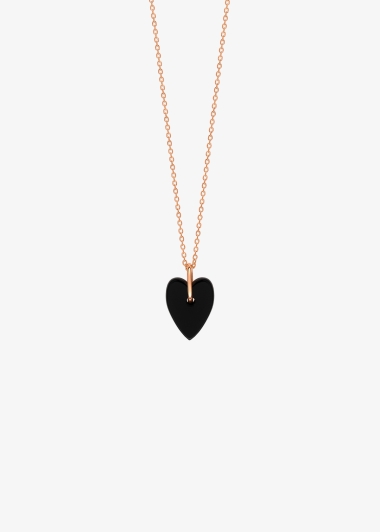 Necklace - Angèle mini onyx heart on chain | Ginette NY