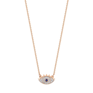 18 carat rose gold necklace sapphire and diamonds<br>by Ginette NY