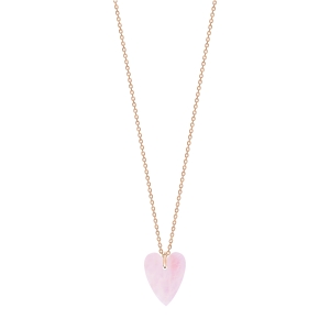 Collier or rose 18 carats et quartz rose,