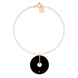 bracelet or rose 18 carats et onyx<br>by Ginette NY