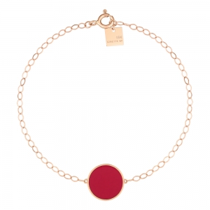 18 carat rose gold bracelet and red coral<br>by Ginette NY