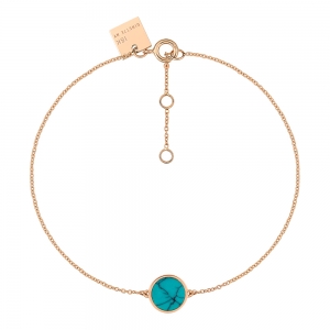 bracelet or rose 18 carats et turquoise <br>by Ginette NY