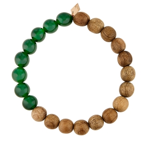 bracelet or rose 18 carats, jade et bois<br>by Ginette NY