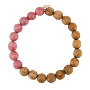 bracelet or rose 18 carats, rhodonite et bois<br>by Ginette NY