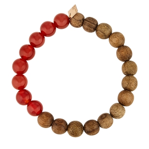 heal red agate and wood bead bracelet