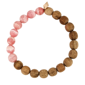 bracelet or rose 18 carats, rhodochrosite et bois<br>by Ginette NY