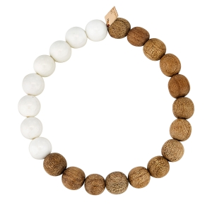bracelet or rose 18 carats, agate blanche et bois<br>by Ginette NY