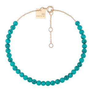 bracelet or rose 18 carats et turquoise<br>by Ginette NY