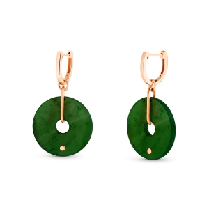 18 karat rose gold hoops and jade<br>by Ginette NY