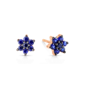 boucles d'oreilles or rose 18 carats et saphirs<br>by Ginette NY