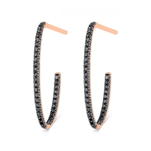 ellipse black diamond hoops