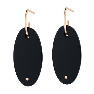 18 carat rose gold earrings and black onyx <br>by Ginette NY