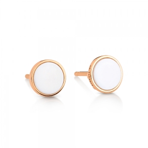 18 carat rose gold studs and white agate<br>by Ginette NY