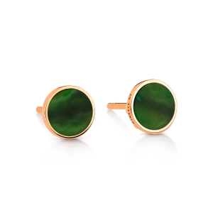 18 karat rose gold studs and jade<br>by Ginette NY