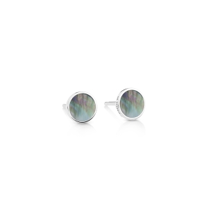 ever black MOP white gold disc studs