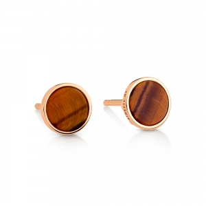18 carat rose gold studs and tiger eye<br>by Ginette NY