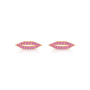 boucles d'oreilles or rose 18 carats et saphir rose<br>by Ginette NY