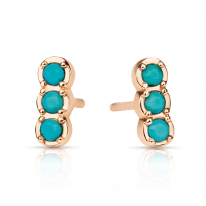 boucles d'oreilles or rose 18 carats et turquoises by Ginette NY