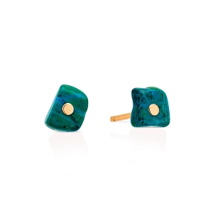 18 karat rose gold studs and chrysocolle<br>by Ginette NY