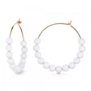 boucles d'oreilles or rose 18 carats et agate blanche<br>by Ginette NY