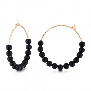 boucles d'oreilles or rose 18 carats et onyx noir<br>by Ginette NY