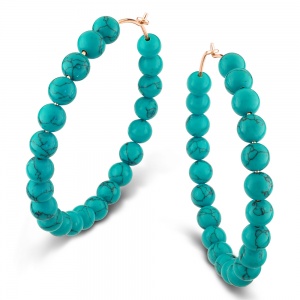 boucles d'oreilles or rose 18 carats et turquoise<br>by Ginette NY