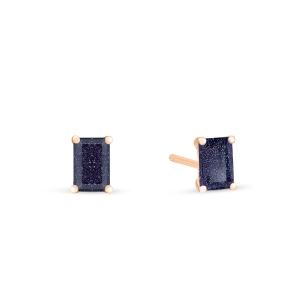 18 karat rose gold studs and blue sandstone<br>by Ginette NY