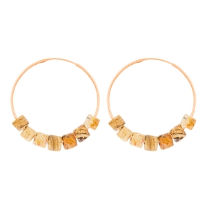 18 karat rose gold hoops and picture jasper<br>by Ginette NY