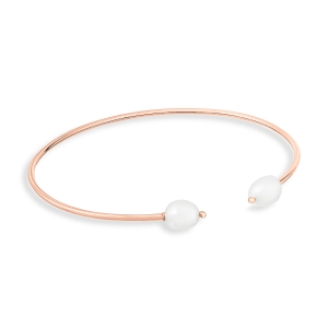 18 karat rose gold bangle and baroque pearls<br>by Ginette NY