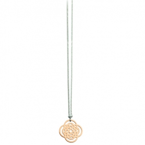 collier or rose 18 carats sur cordon de soie gris 
  by Ginette NY
