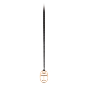 collier or rose 18 carats sur cordon en coton ciré blanc<br>by Ginette NY