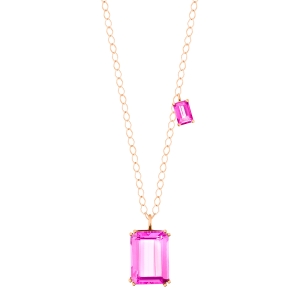 collier or rose 18 carats et topaze rose<br>by Ginette NY