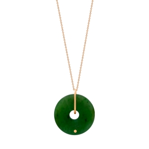 collier or rose 18 carats et jade<br>by Ginette NY