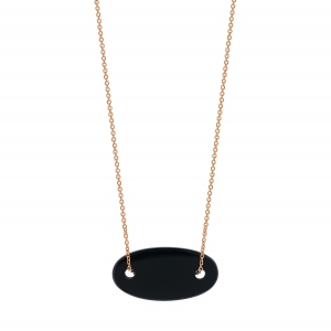 18 carat rose gold necklace and black onyx <br>by Ginette NY