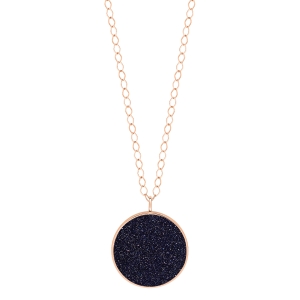 18 carat rose gold necklace and blue sand stone<br>by Ginette NY