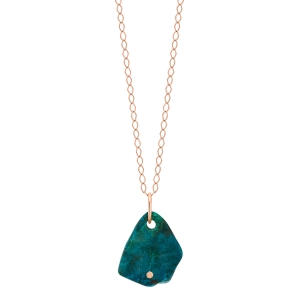 18 karat rose gold necklace and chrysocolle<br>by Ginette NY