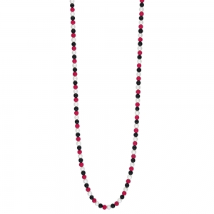 collier or rose 18 carats, pearl, black onyx and red coral<br>by Ginette NY
