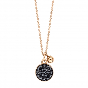 18 carat rose gold necklace with black diamonds<br>by Ginette NY