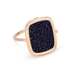 18 Karat rose gold ring and blue sand stone<br>by Ginette NY