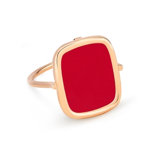 18 Karat rose gold ring and coral<br>by Ginette NY