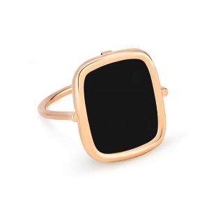 18 Karat rose gold ring and onyx<br>by Ginette NY