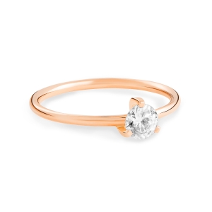 18 karat rose gold diamond solitaire<br>by Ginette NY