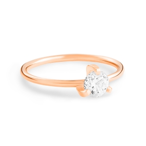 18 karat rose gold diamond solitaire<br>by Ginette NY