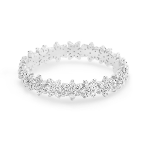 18 karat white gold wedding band and diamonds<br>by Ginette NY