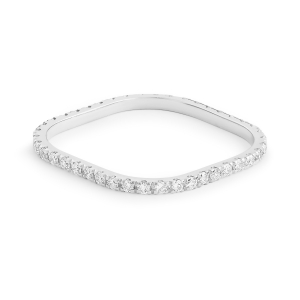 18 karat white gold wedding band and diamonds<br>by Ginette NY