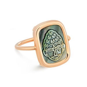 bague or rose 18 carats et nacre noire<br>by Ginette NY