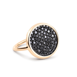 18 carat rose gold ring with black diamonds<br>by Ginette NY