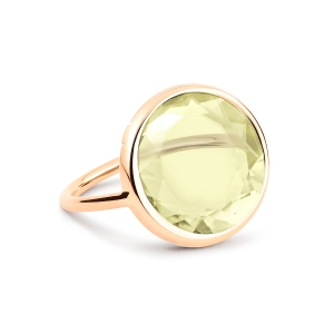 Baby lemon quartz disc ring