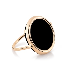 bague or rose 18 carats et onyx by Ginette NY