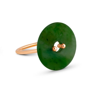 bague or rose 18 carats et jade<br>by Ginette NY
